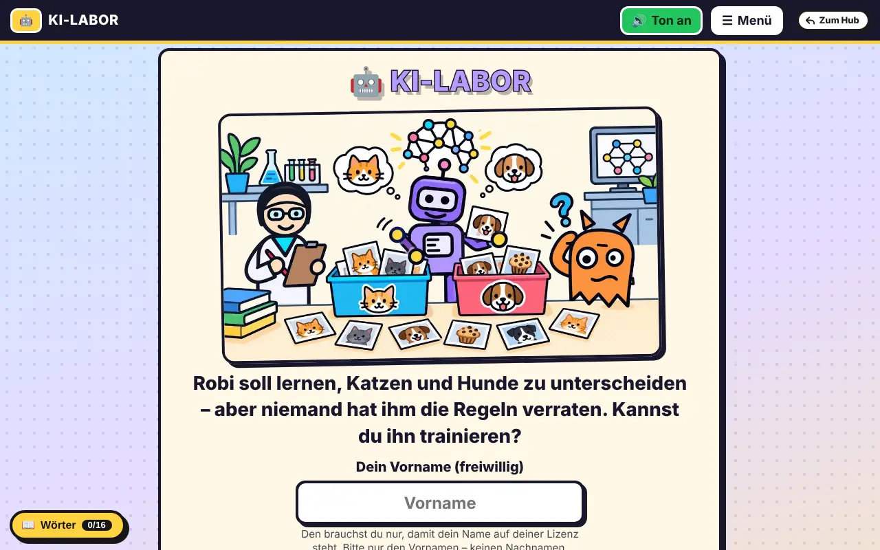 Startbildschirm KI-Labor